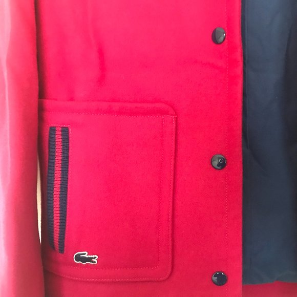 Lacoste Live Dark Pink Navy Blue Women’s Wool Blend Varsity Jacket Coat Size XS - Picture 4 of 7